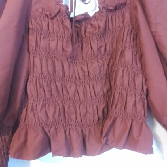 Milk & Honey women's size L rust colored long sleeve blouse - Picture 7 of 15